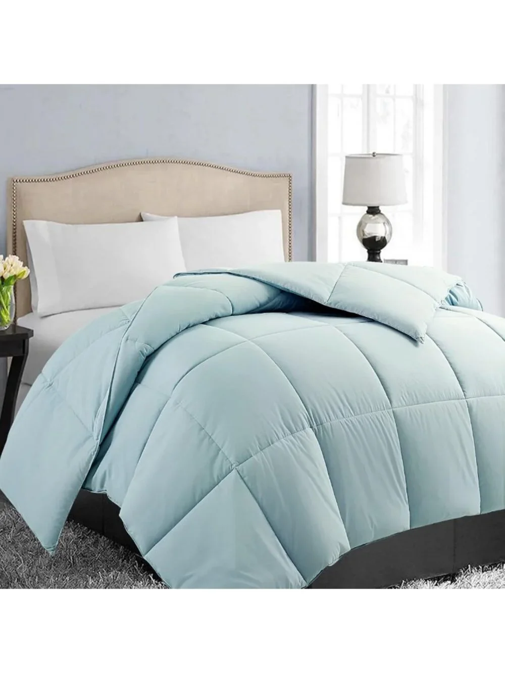 Cozy Aqua Queen Size Down Alternative Comforter, Soft & Warm, 88x88 Inches